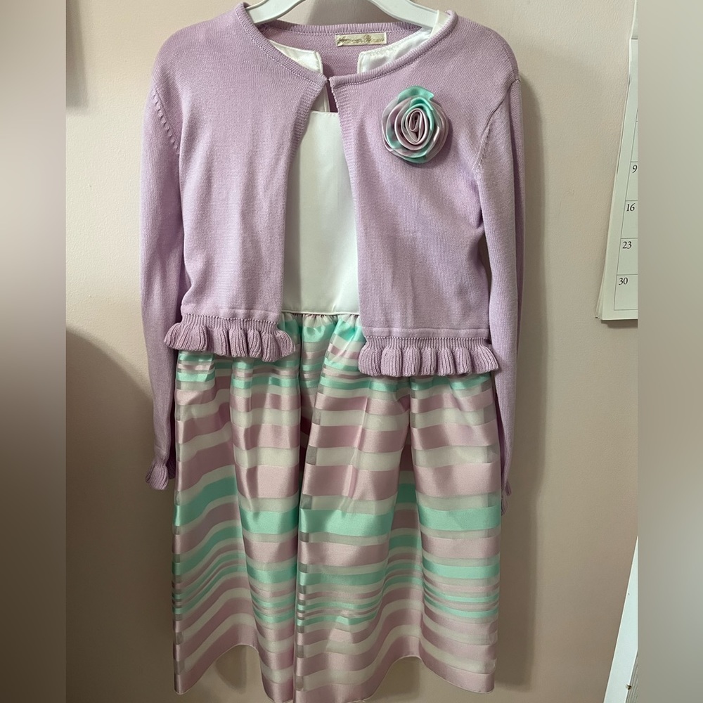 Girls size 7 spring dress with matching sweater